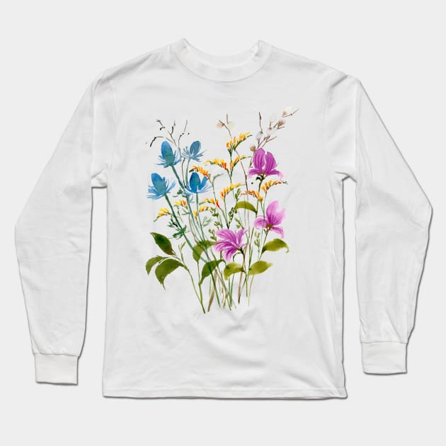 Thistles and Blooms Long Sleeve T-Shirt by sushhegde